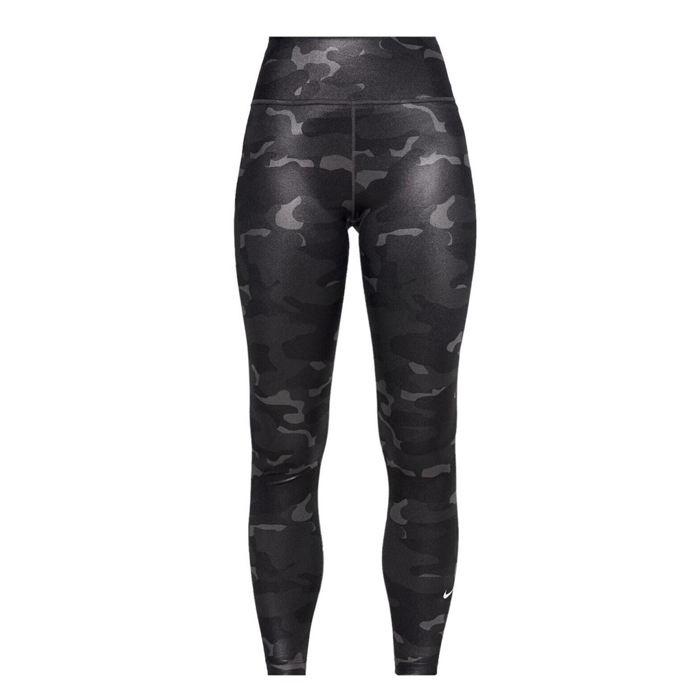Nike Women Camo Shiny Leggings Mid Waisted Activewear Gym‎ Workout Pants
